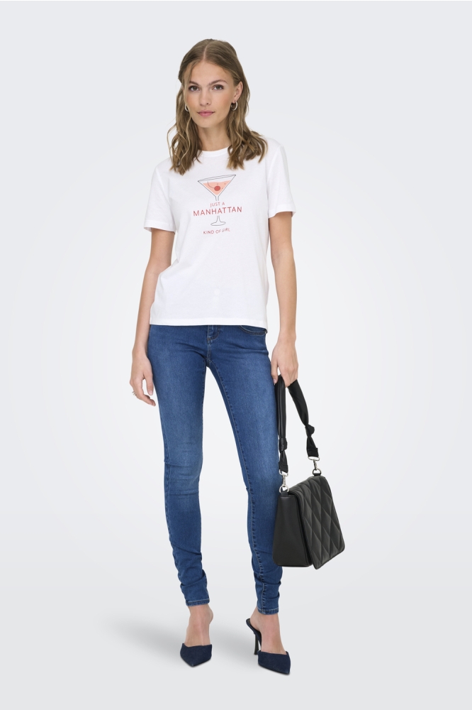 ONLKELSEY LIFE S/S REG TEE CS JRS 15363836 BRIGHT WHITE/MANHATTAN